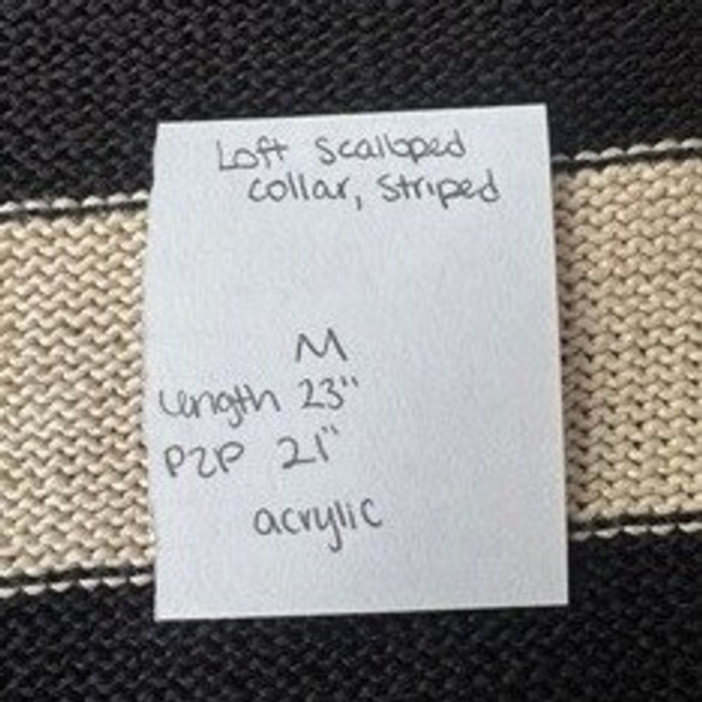 LOFT Striped Scalloped Boat Neck Long Sleeve Pullover Sweater Women's Size M - Picture 5 of 5